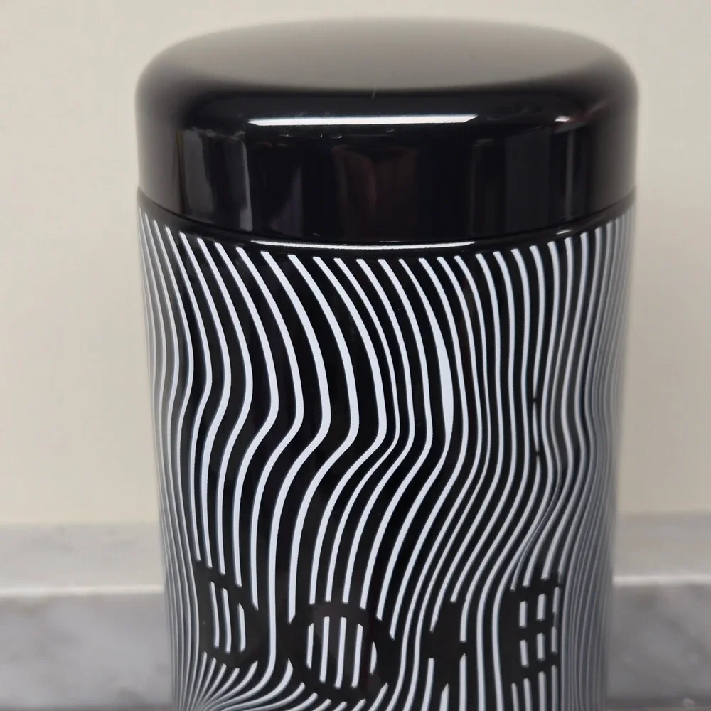 Everyday‎ Dose Mushroom Coffee UV Glass Jar Black White Wavy Storage Canister - Picture 3 of 11